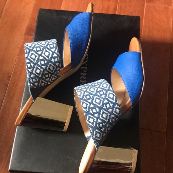 Expression Shoes - Blue and gold block heel Expression Shoes - Blue and gold block heel